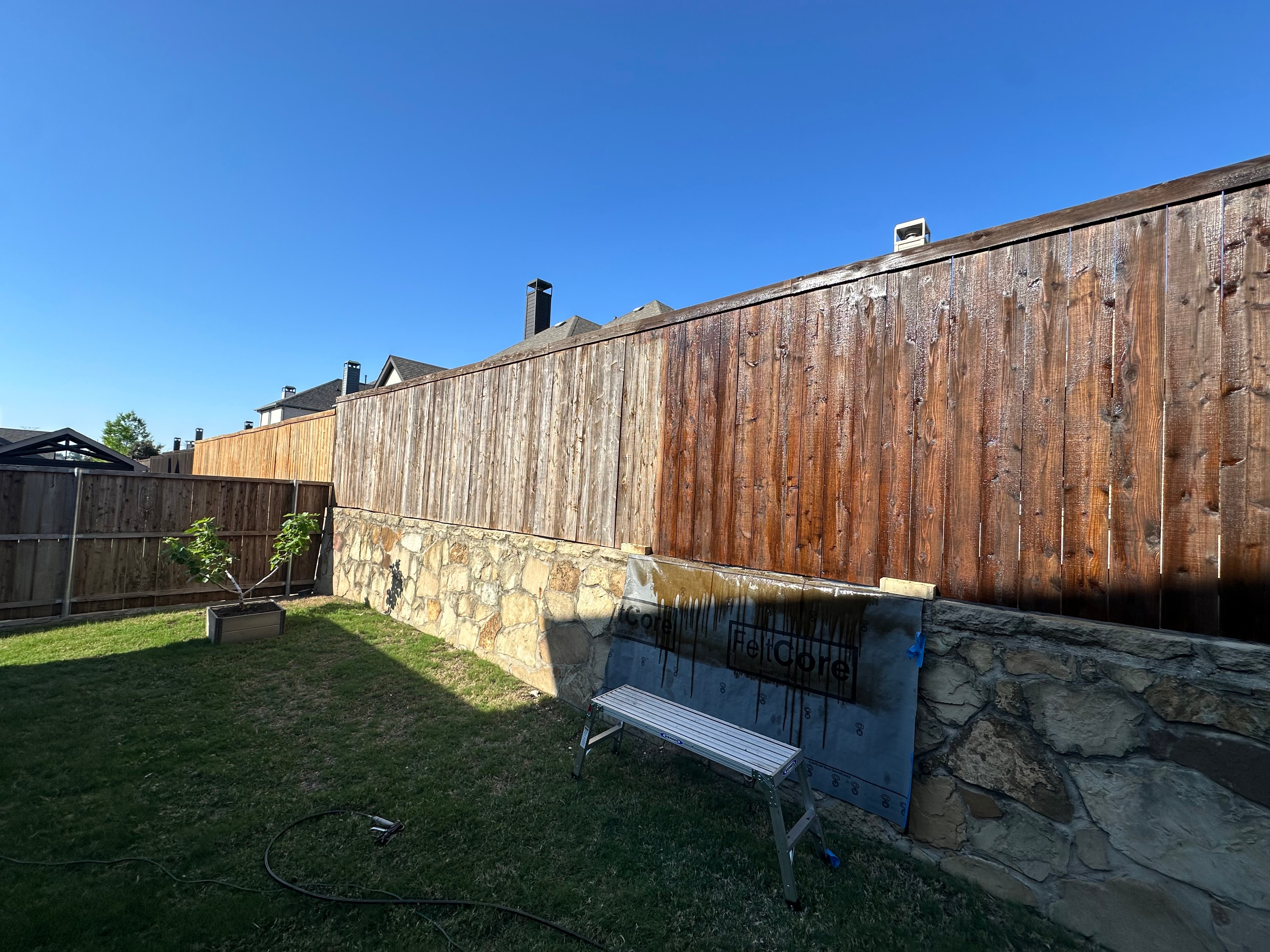 Fence and deck repair — before and after